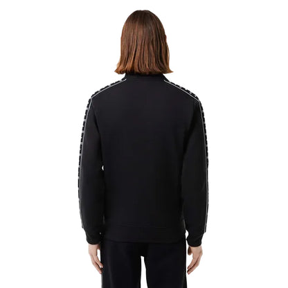 Black - Back - Lacoste Mens Logo Strip Zipped Sweatshirt