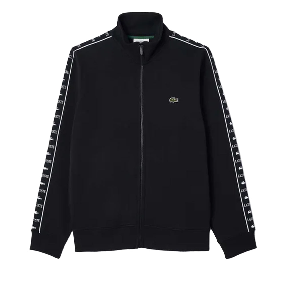 Black - Front - Lacoste Mens Logo Strip Zipped Sweatshirt