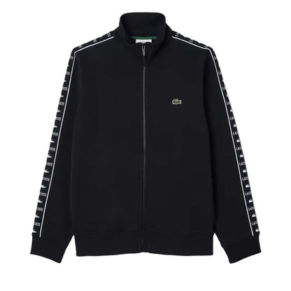 Black - Front - Lacoste Mens Logo Strip Zipped Sweatshirt