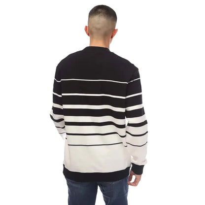 White-Black - Back - Fred Perry Mens Striped Sweatshirt