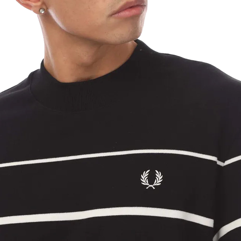 White-Black - Lifestyle - Fred Perry Mens Striped Sweatshirt