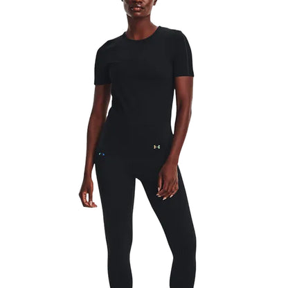 Black - Side - Under Armour Womens-Ladies Rush Seamless T-Shirt
