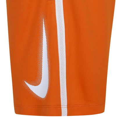 Orange-White - Close up - Nike Childrens-Kids Dri-FIT Logo Shorts