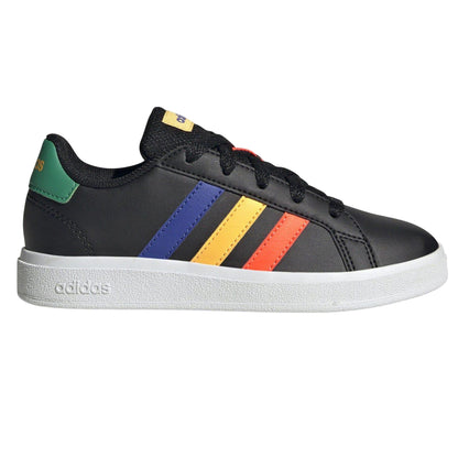 Black - Side - Adidas Childrens-Kids Grand Court Lace Up Trainers