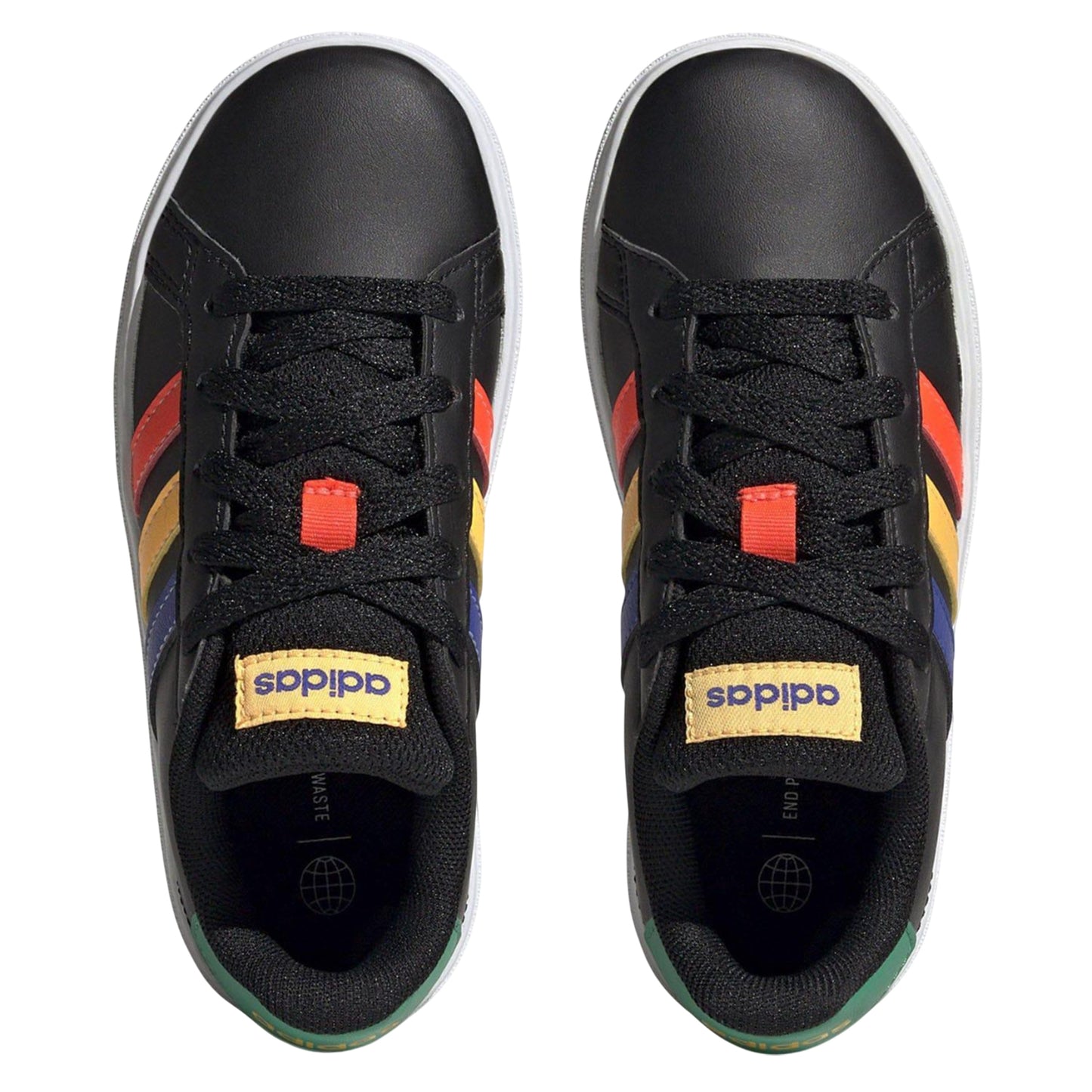 Black - Pack Shot - Adidas Childrens-Kids Grand Court Lace Up Trainers