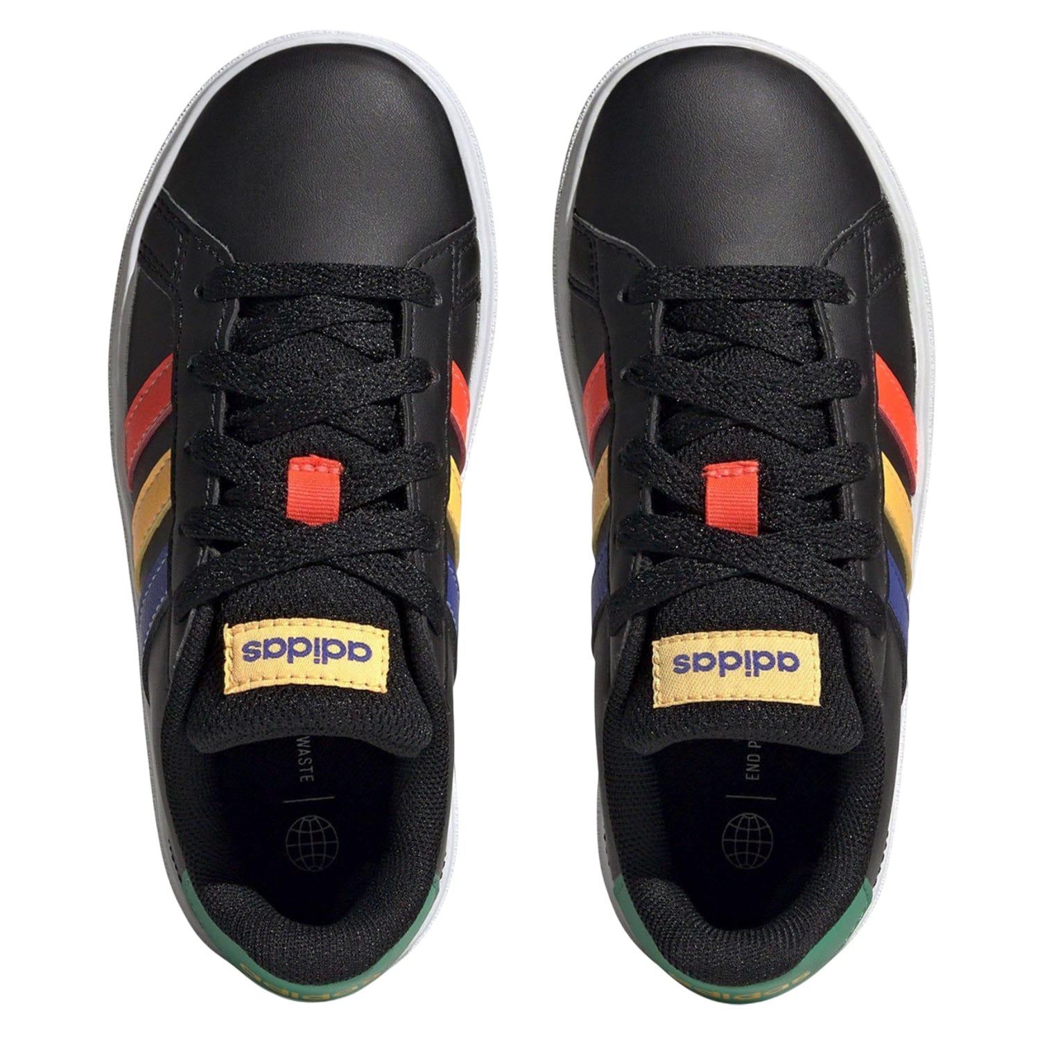 Black - Pack Shot - Adidas Childrens-Kids Grand Court Lace Up Trainers