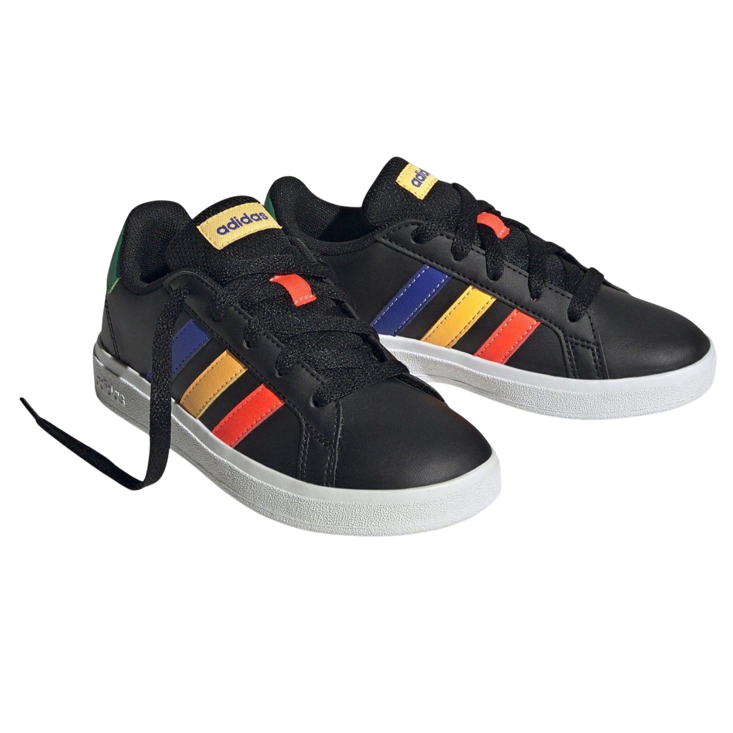Black - Front - Adidas Childrens-Kids Grand Court Lace Up Trainers