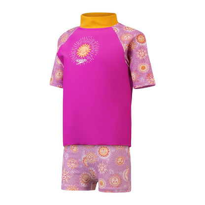Purple - Front - Speedo Childrens-Kids Digital Print Rash Guard Set
