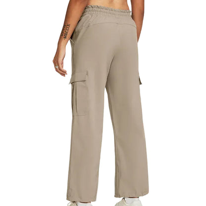 Brown - Back - Under Armour Womens-Ladies Rival Woven Cargo Trousers