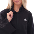 Black - Side - Adidas Womens-Ladies 3 Stripes Fleece Hoodie