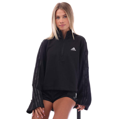 Black - Lifestyle - Adidas Womens-Ladies 3 Stripes Fleece Hoodie