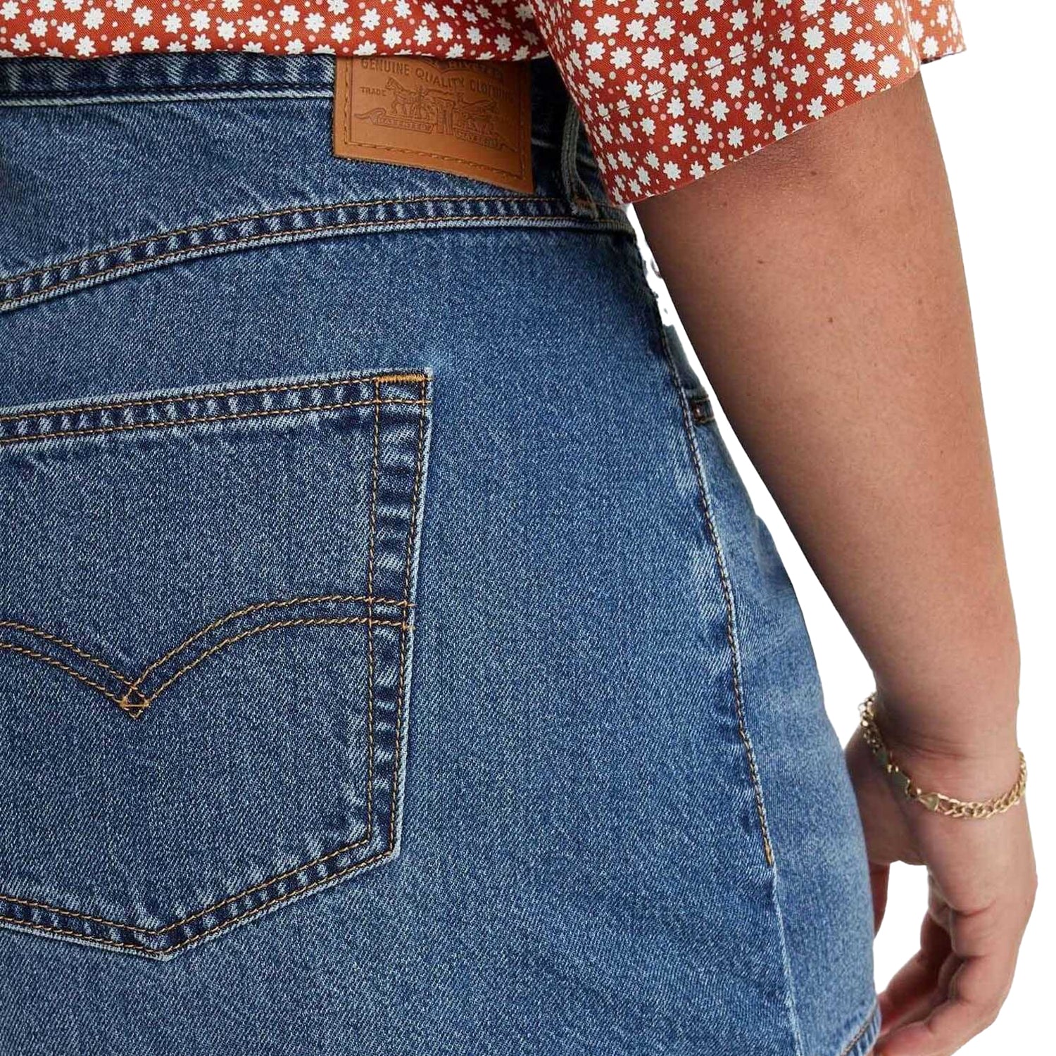 Blue - Side - Levis Womens-Ladies 80´s Mom Shorts