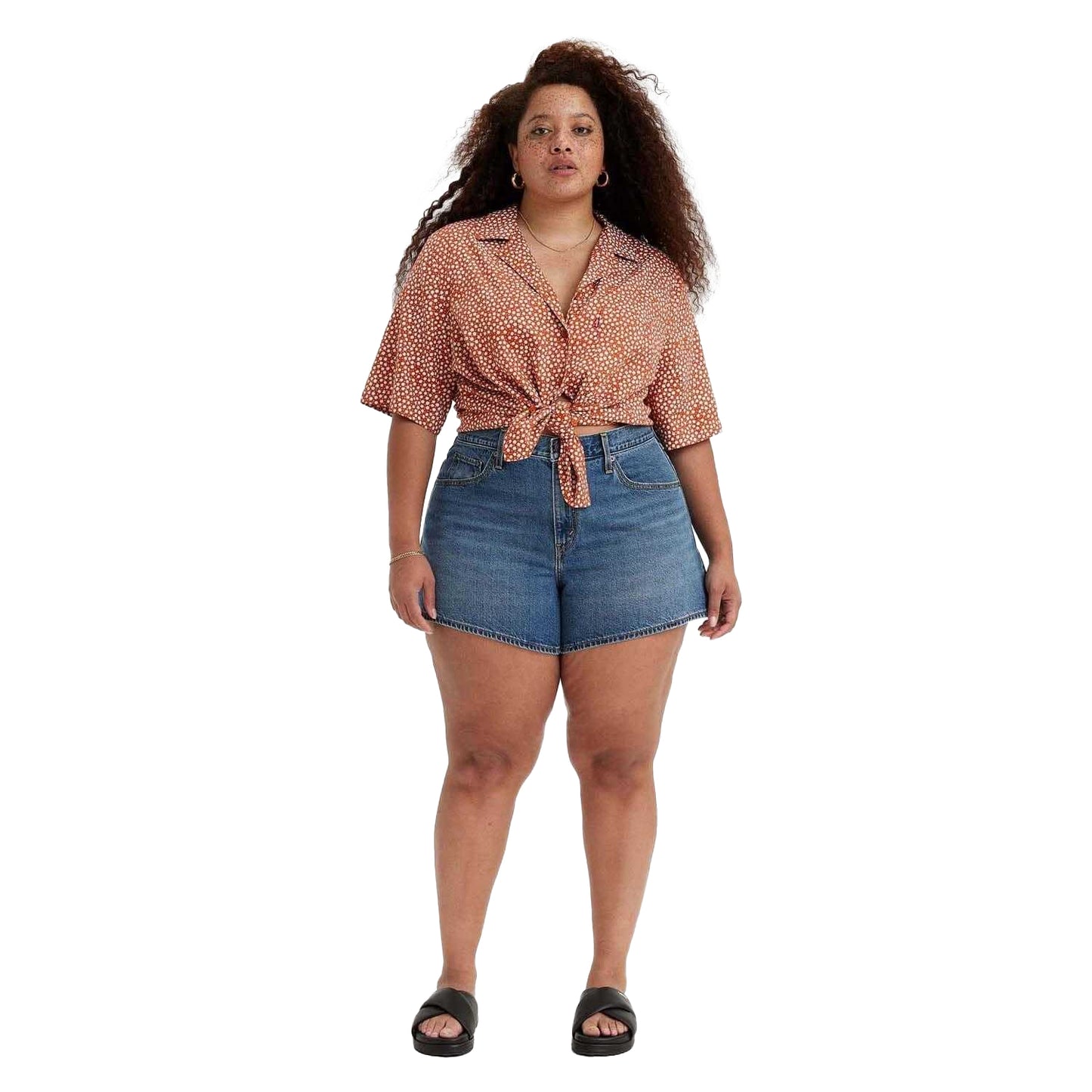 Blue - Front - Levis Womens-Ladies 80´s Mom Shorts