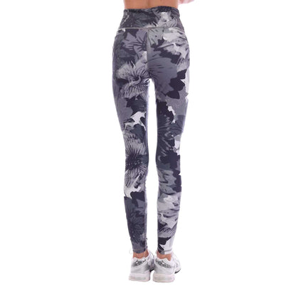 Grey - Back - Adidas Womens-Ladies Essentials Floral High Waist Training Leggings