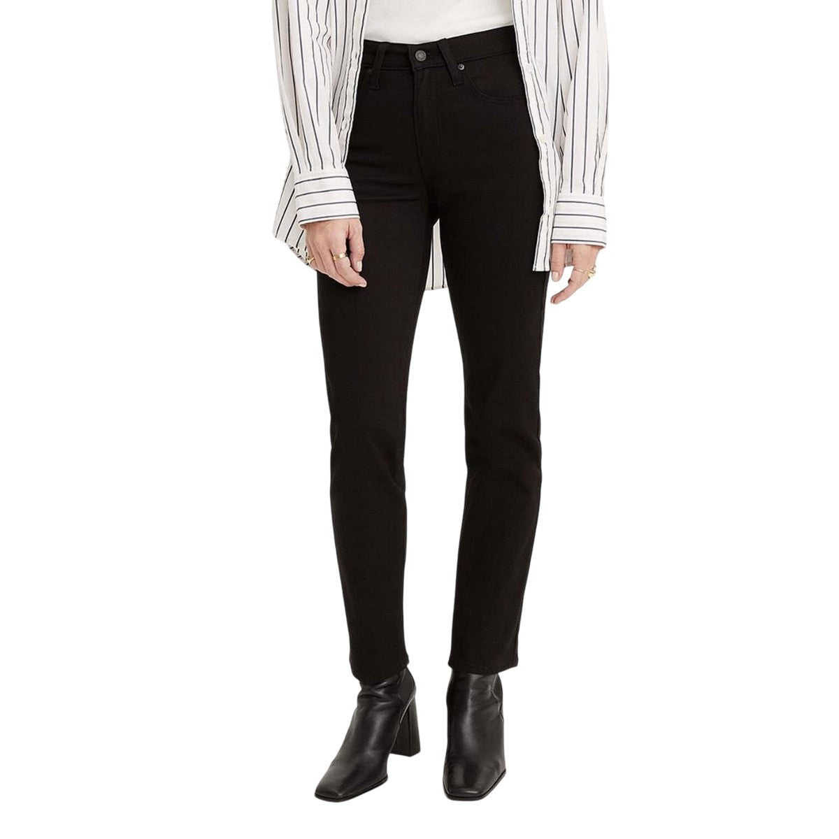 Black - Front - Levis Womens-Ladies 724 High Rise Slim Jeans