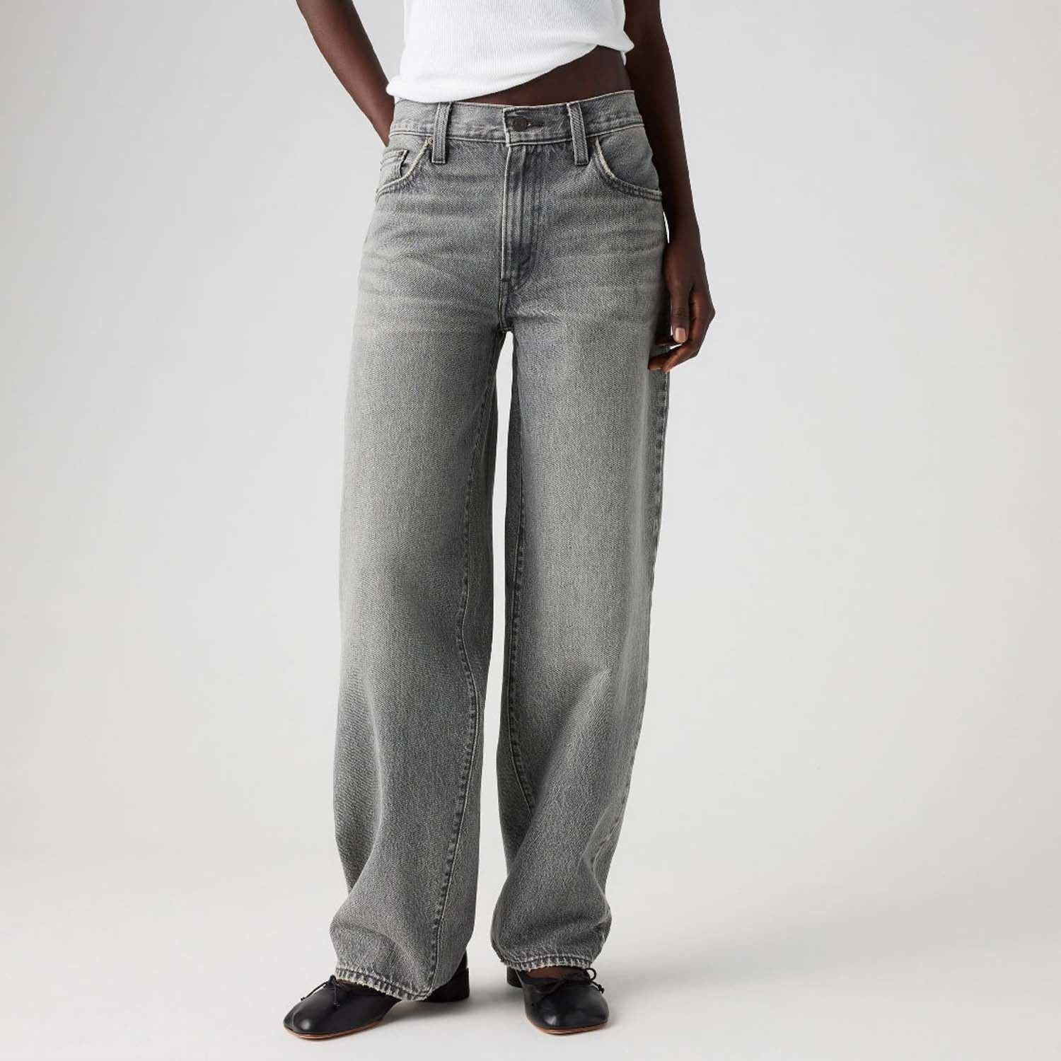 Grey - Back - Levis Womens-Ladies Baggy Jeans