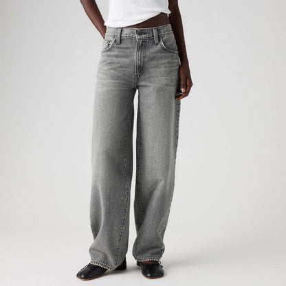 Grey - Back - Levis Womens-Ladies Baggy Jeans