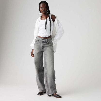 Grey - Close up - Levis Womens-Ladies Baggy Jeans