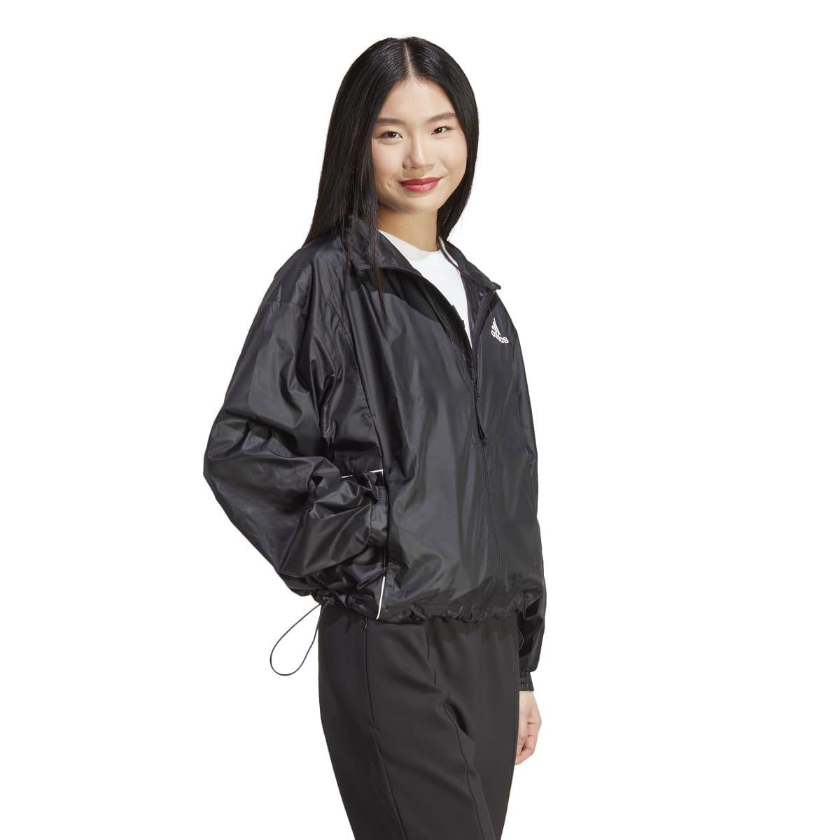 Black - Side - Adidas Womens-Ladies Traveer WIND RDY Windbreaker