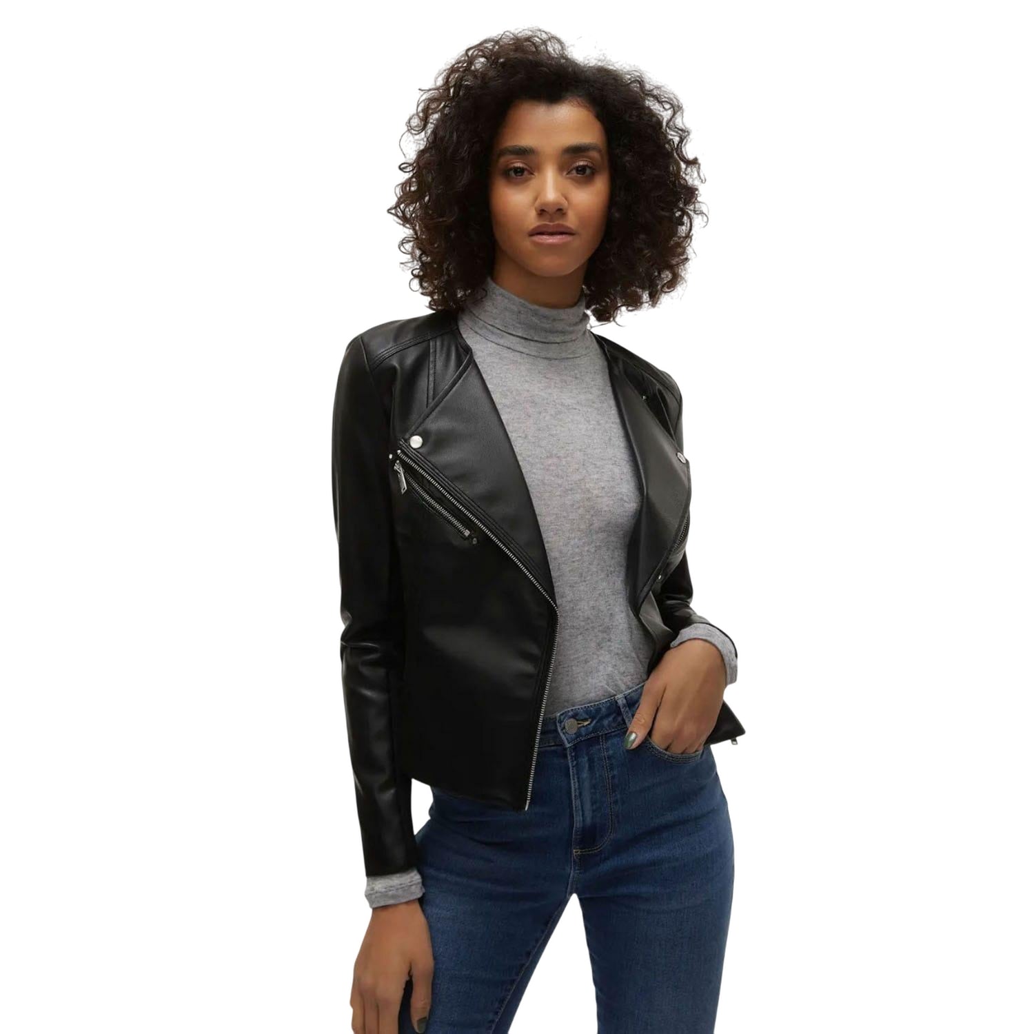 Black - Lifestyle - Vero Moda Womens-Ladies Riley Faux Leather Jacket