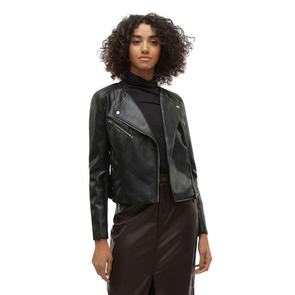 Black - Side - Vero Moda Womens-Ladies Riley Faux Leather Jacket