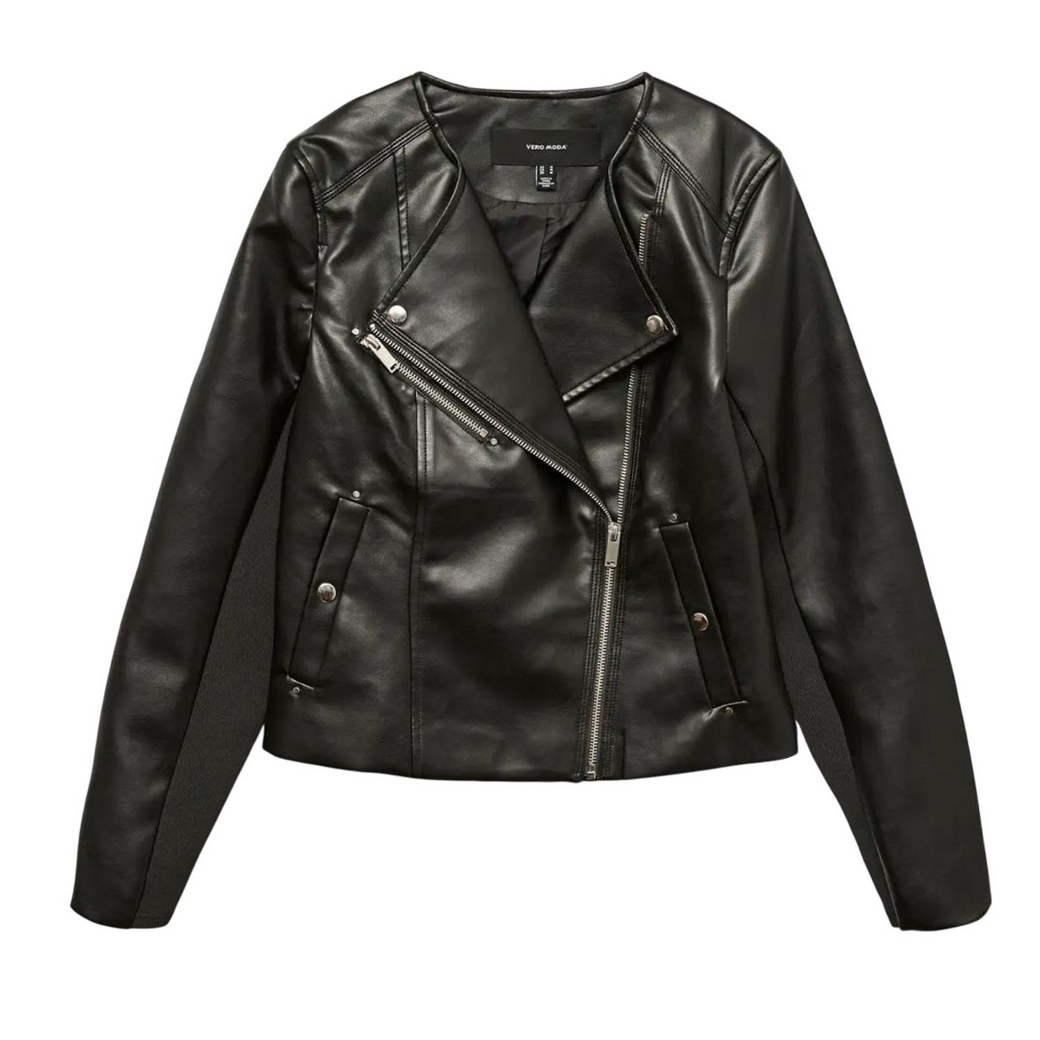 Black - Front - Vero Moda Womens-Ladies Riley Faux Leather Jacket