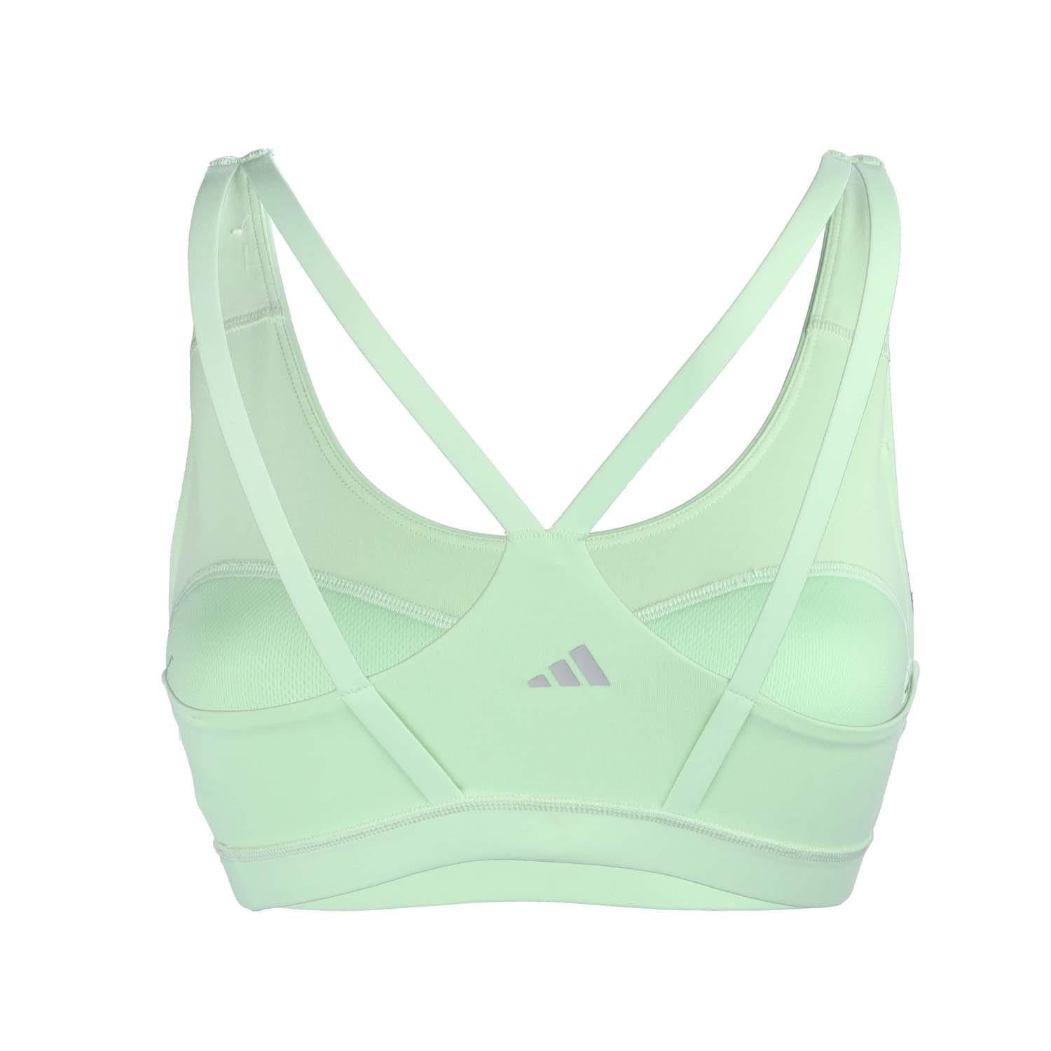 Green - Back - Adidas Womens-Ladies All Me Medium Support Sports Bra