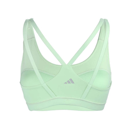 Green - Back - Adidas Womens-Ladies All Me Medium Support Sports Bra