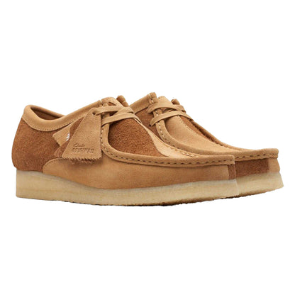 Tan - Close up - Clarks Originals Mens Wallabee Suede Boat Shoes