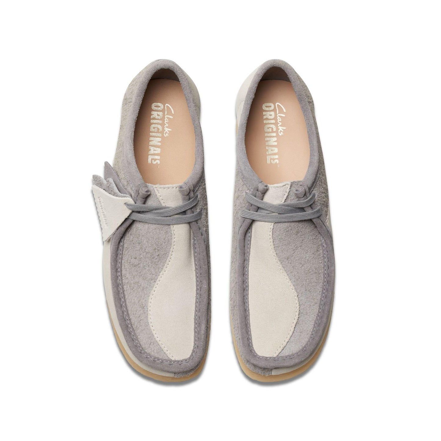 Light Grey - Close up - Clarks Originals Mens Wallabee Suede Boat Shoes