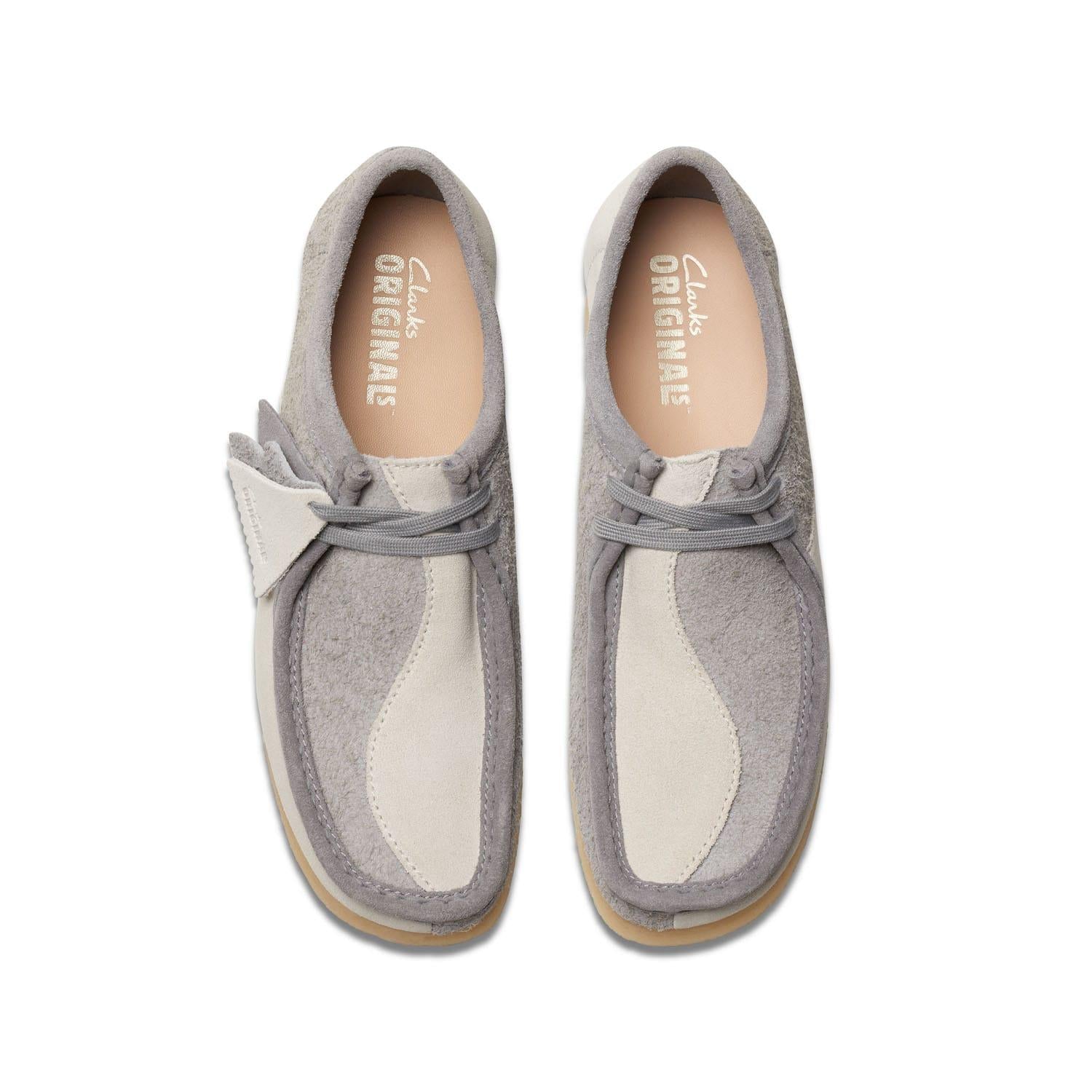 Light Grey - Close up - Clarks Originals Mens Wallabee Suede Boat Shoes
