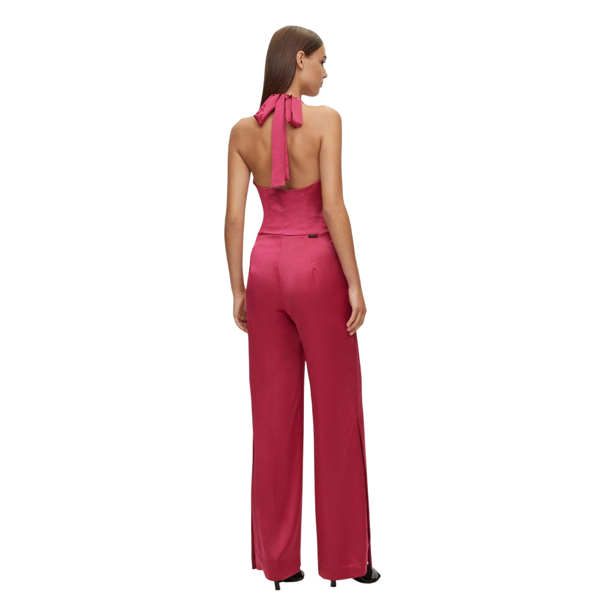 Pink - Back - Hugo Womens-Ladies Kapagna-1 Satin Jumpsuit
