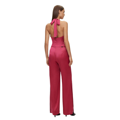 Pink - Back - Hugo Womens-Ladies Kapagna-1 Satin Jumpsuit