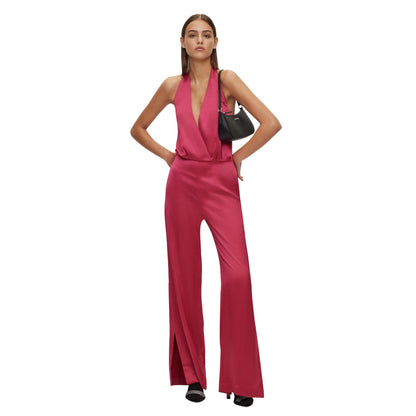 Pink - Lifestyle - Hugo Womens-Ladies Kapagna-1 Satin Jumpsuit