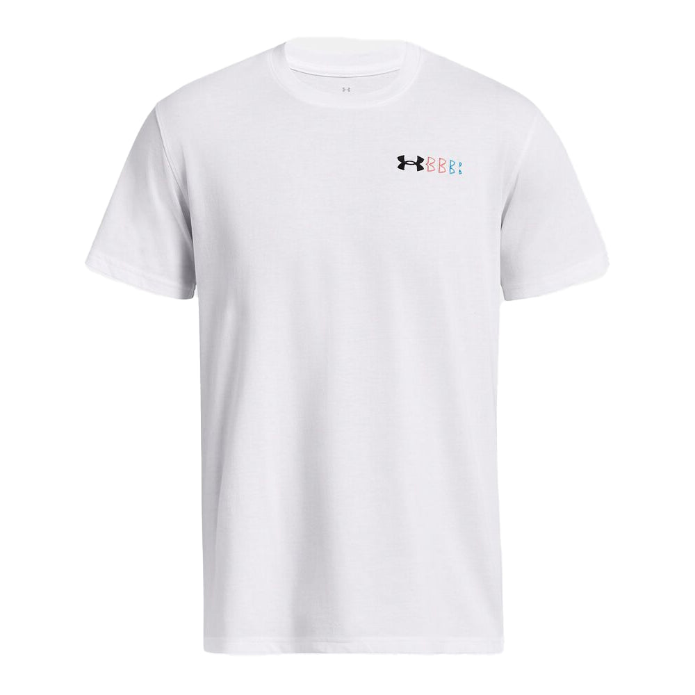 White - Front - Under Armour Mens Repeat Logo Heavyweight T-Shirt