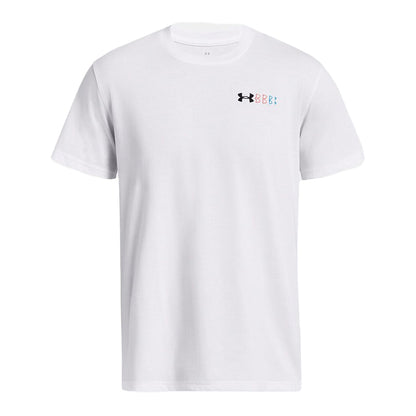 White - Front - Under Armour Mens Repeat Logo Heavyweight T-Shirt