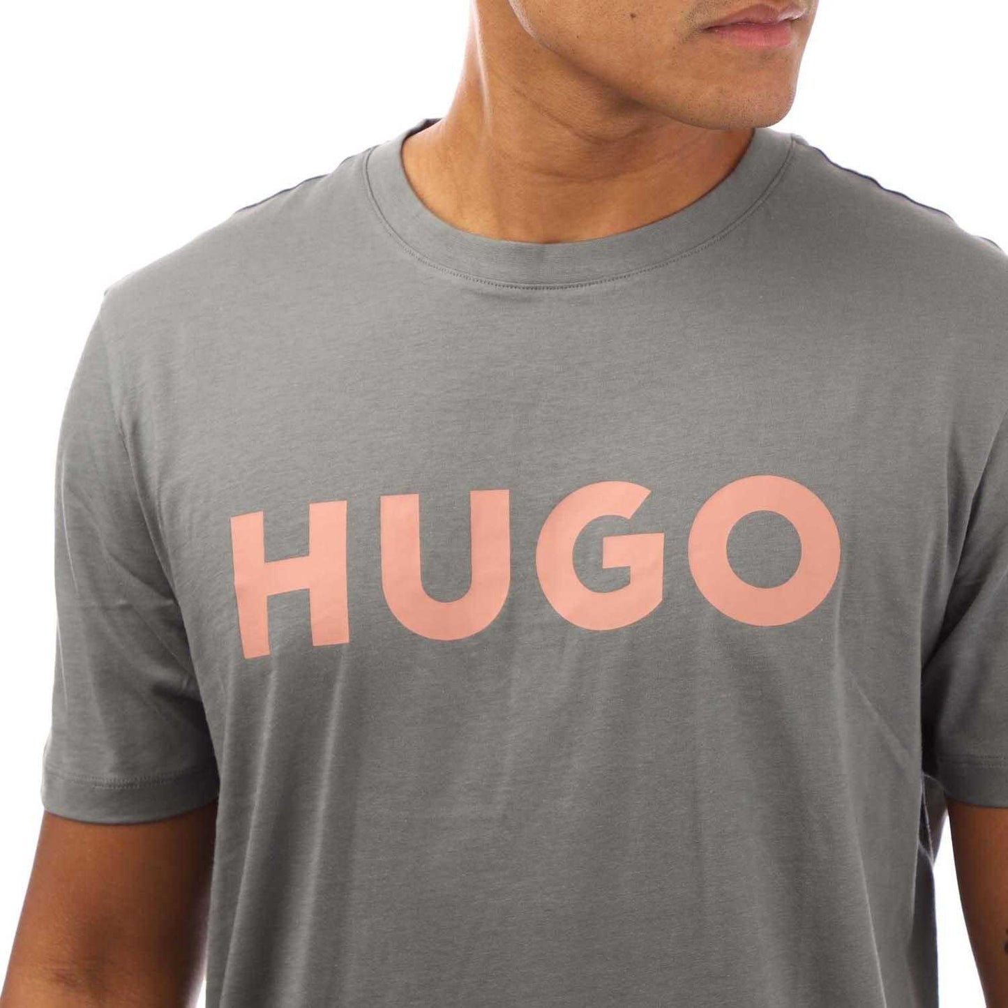Grey - Side - Hugo Mens Dulivio Print Logo T-Shirt