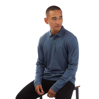 Blue - Lifestyle - Boss Mens Pado 30 Long-Sleeved Polo Shirt