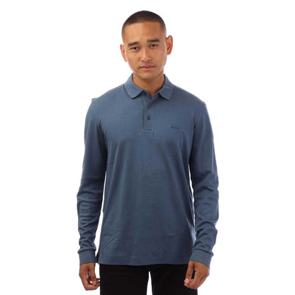 Blue - Front - Boss Mens Pado 30 Long-Sleeved Polo Shirt