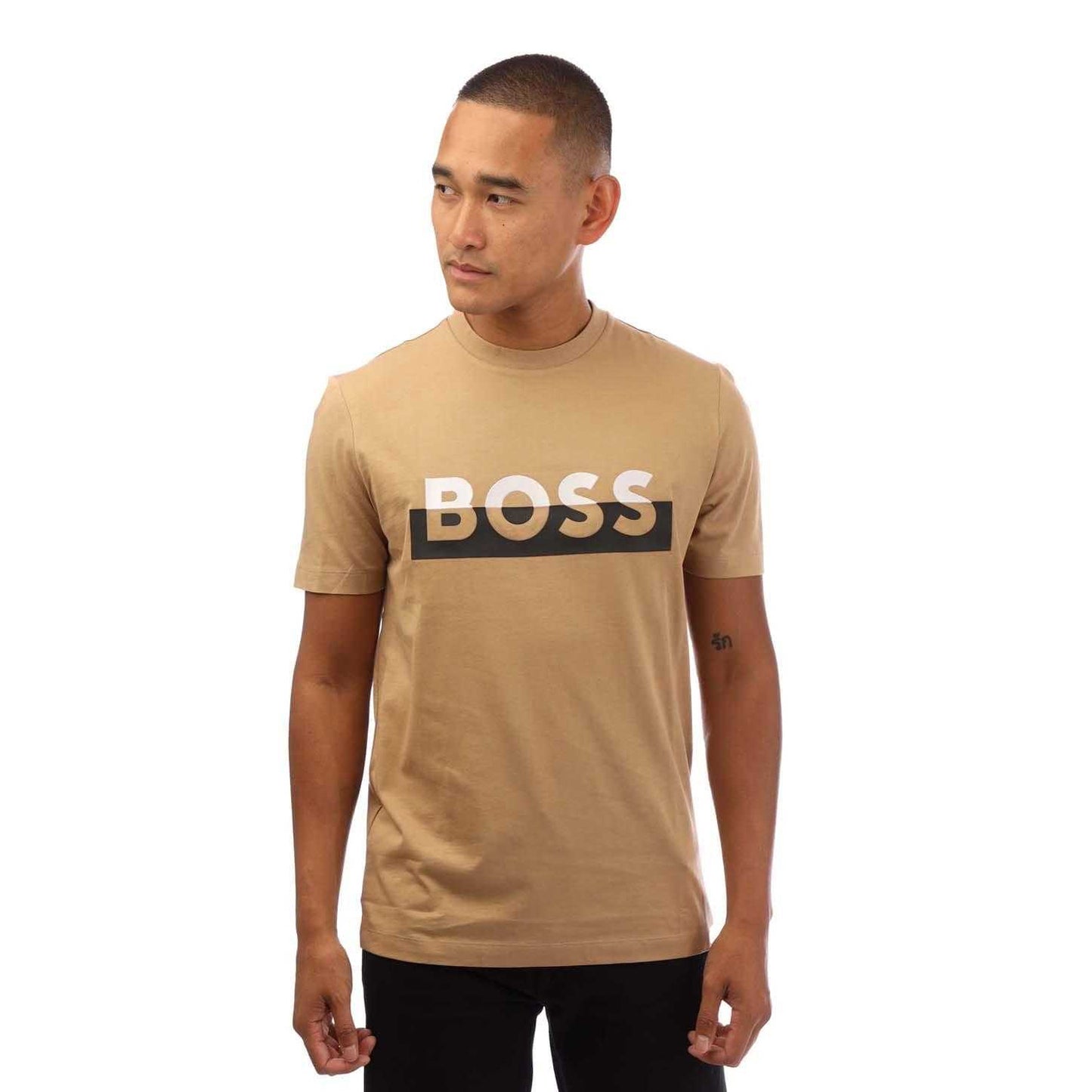 Beige - Front - Boss Mens Tiburt 42 T-Shirt