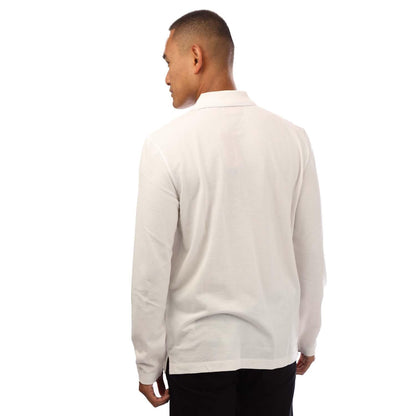 Natural - Back - Hugo Mens Derrikos Logo Long-Sleeved Polo Shirt