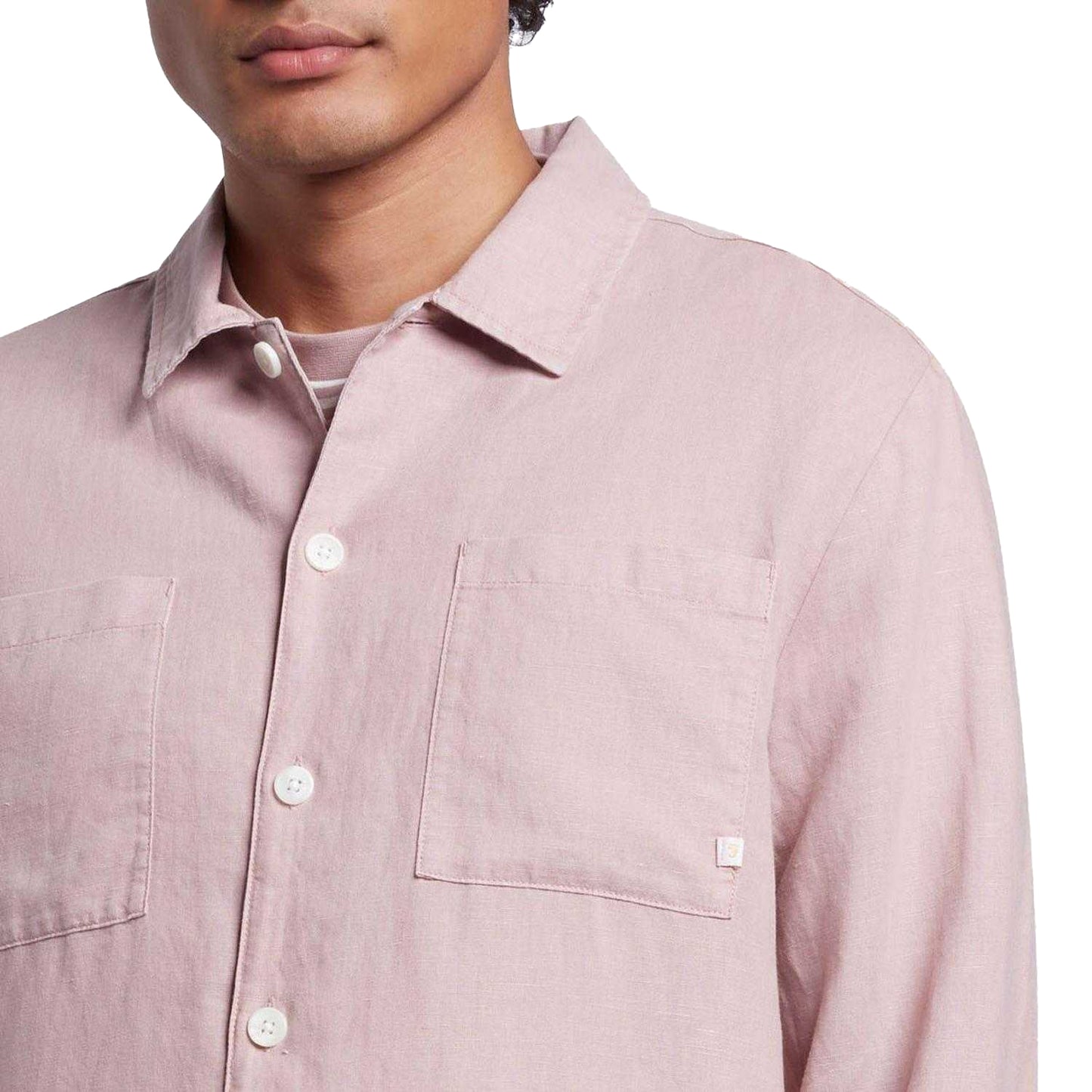 Pink - Side - Farah Mens Nelson Slub Shirt