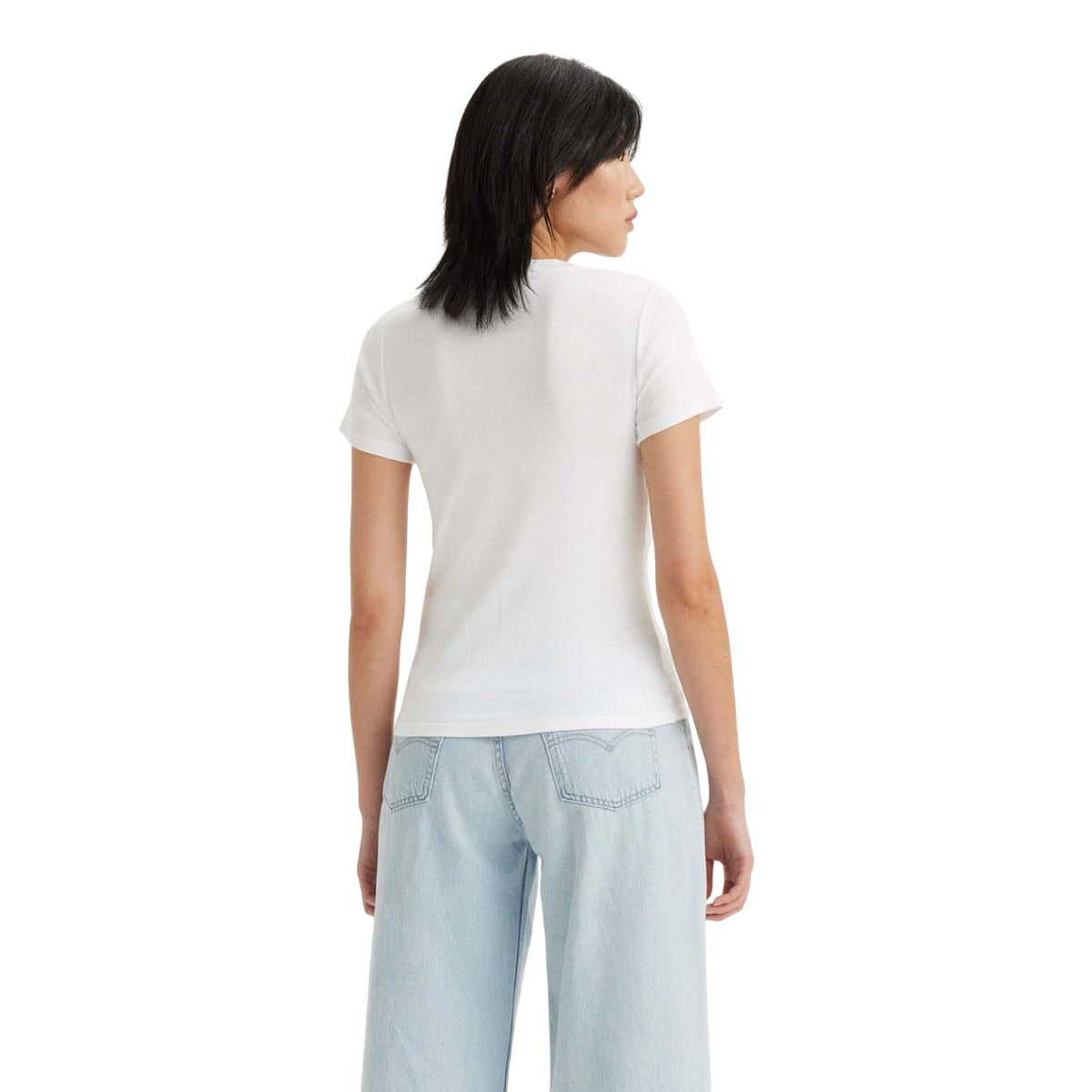 White - Back - Levis Womens-Ladies Baby Ribbed Short-Sleeved T-Shirt