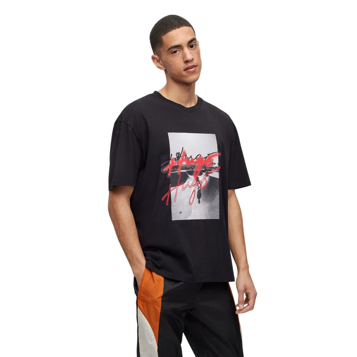 Black - Lifestyle - Hugo Mens Logo Back Print T-Shirt
