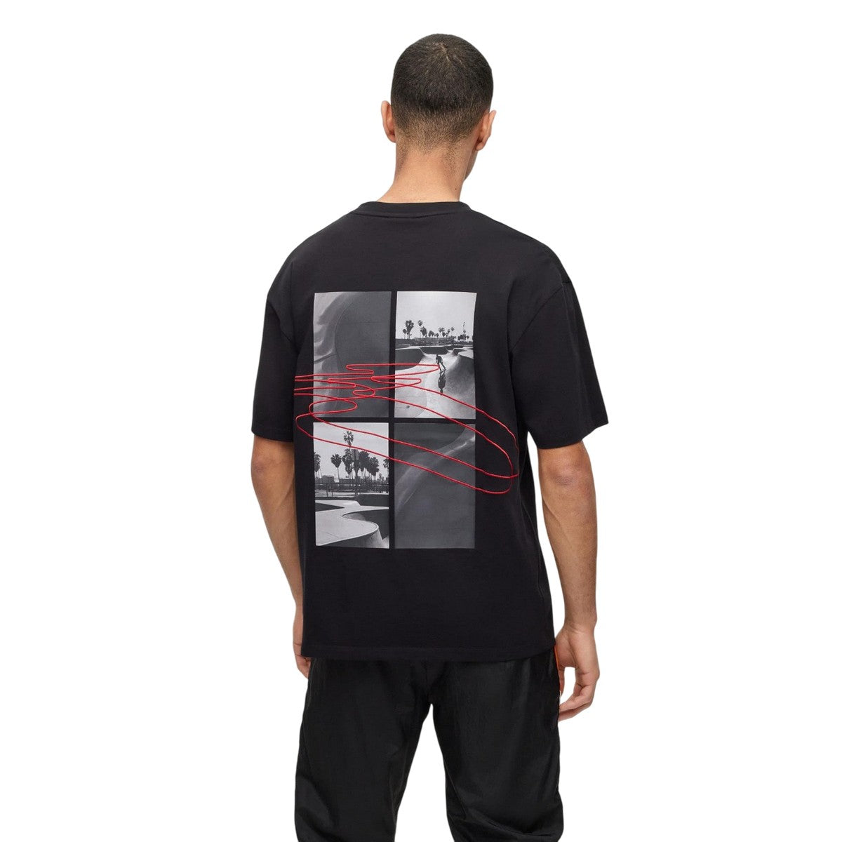 Black - Back - Hugo Mens Logo Back Print T-Shirt