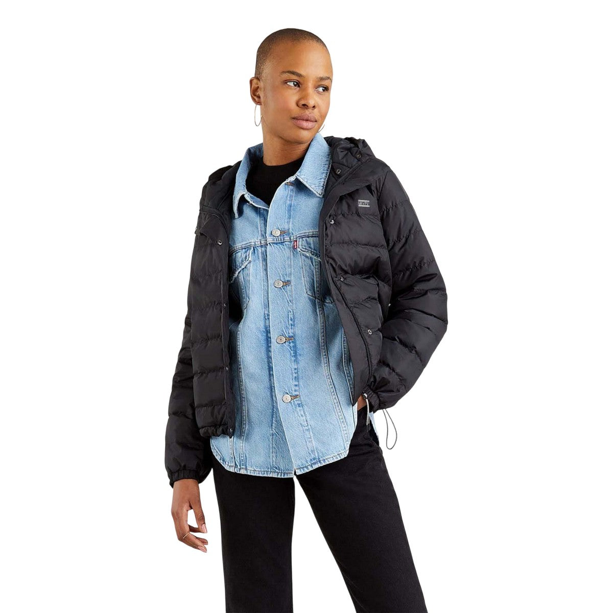 Black - Front - Levis Womens-Ladies Edie Packable Padded Jacket