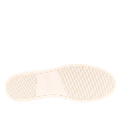 White - Side - Boss Mens Rhys Suede Tennis Shoes