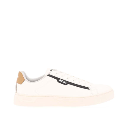 White - Lifestyle - Boss Mens Rhys Suede Tennis Shoes