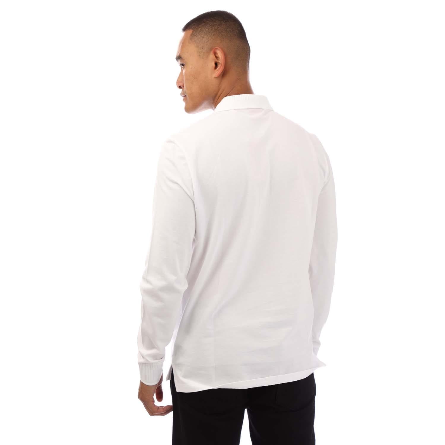 White - Back - Hugo Mens Deresolo222 Long-Sleeved Polo Shirt