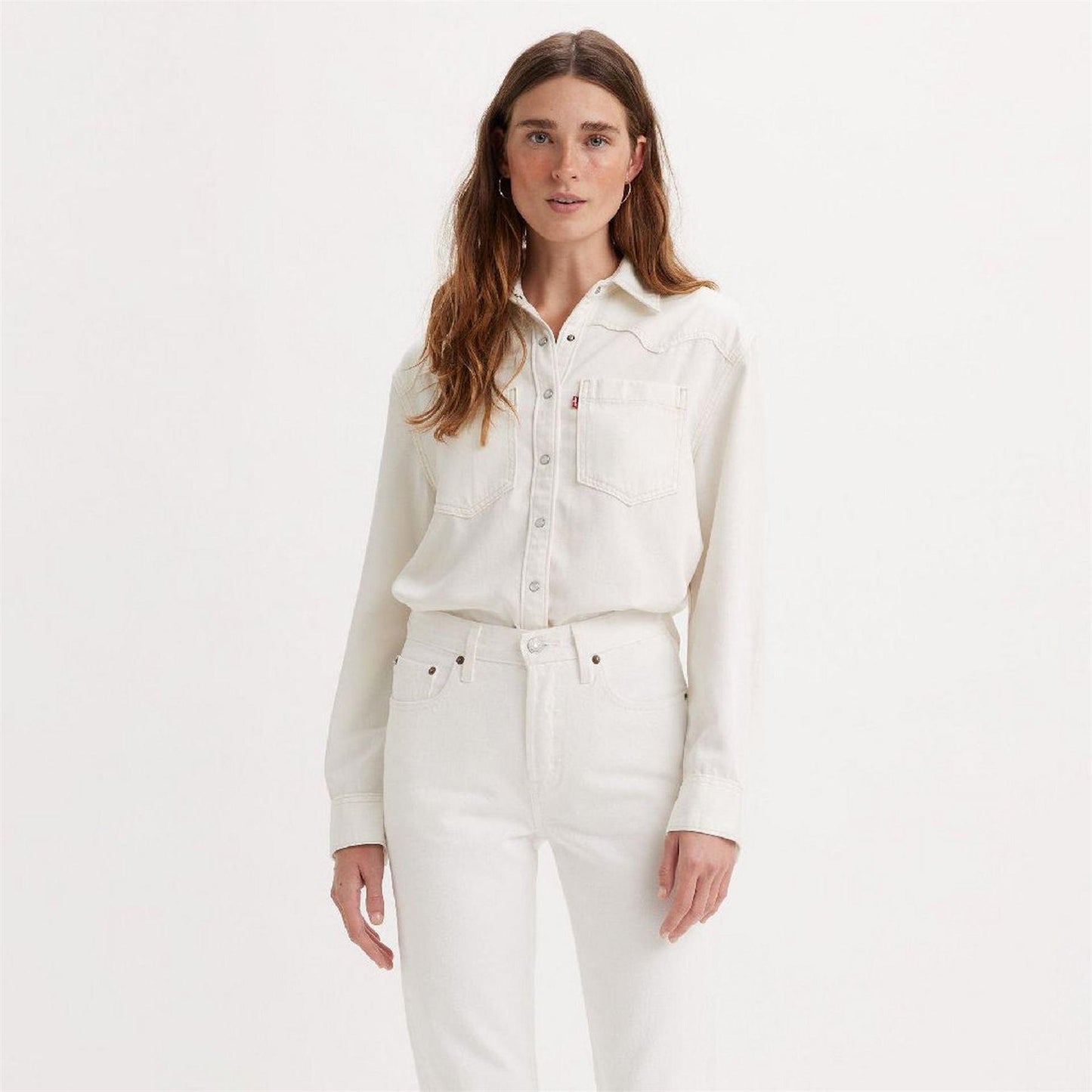 White - Back - Levis Womens-Ladies Teodora Denim Lightweight Shirt